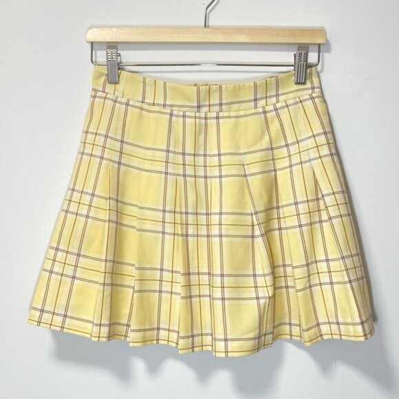 Aritzia Sunday Best Pleated Mini Skirt Yellow Plaid – Size 4 - Picture 4 of 9